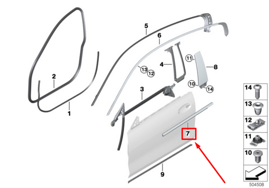 new bmw m8 g16 front left door channel cover 7456037 51337456037 original