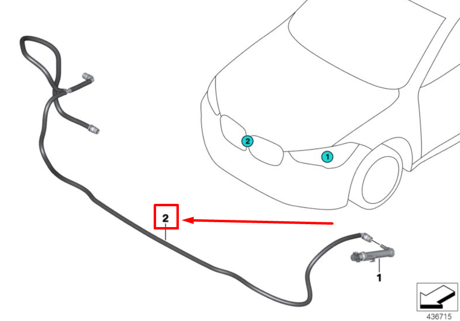 new bmw x1 f48 headlight cleaning system hose line 61669479057 9479057 original
