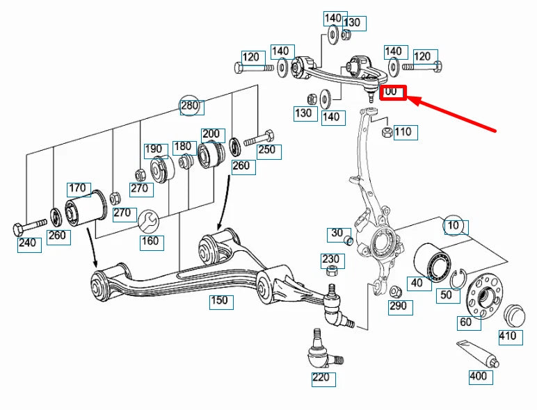 NEW MERCEDES-BENZ E W211 FRONT RIGHT UPPER CONTROL ARM A2113305707 ORIGINAL
