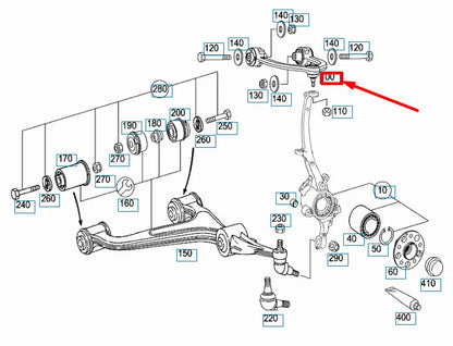 NEW MERCEDES-BENZ E W211 FRONT RIGHT UPPER CONTROL ARM A2113305707 ORIGINAL