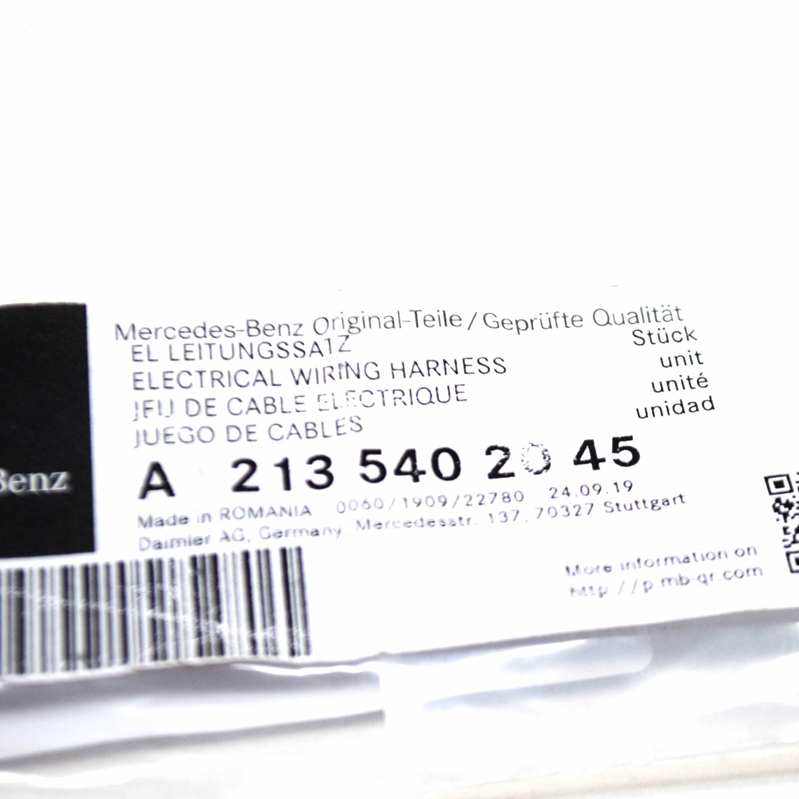 NEW MB E W213 FRONT CENTER CONSOLE LIGHT ELECTRIC WIRING A2135402045 ORIGINAL