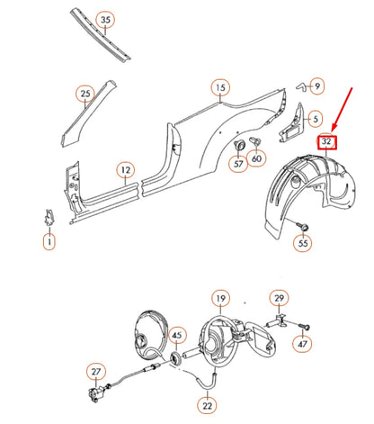 NEW VOLKSWAGEN EOS REAR RIGHT WHEEL HOUSING LINER 1Q0810972A