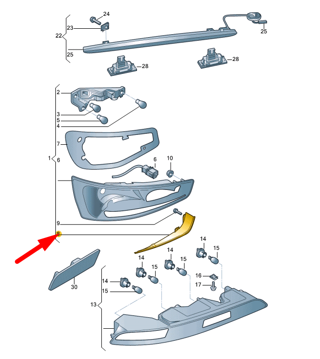 new audi q3 8u rear right taillight trim 8u0945254a original