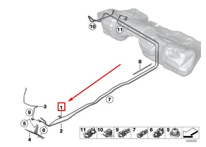 NEW BMW 4 GRAN COUPE F36 REAR FUEL FEED LINE 16127351668 7351668 ORIGINAL