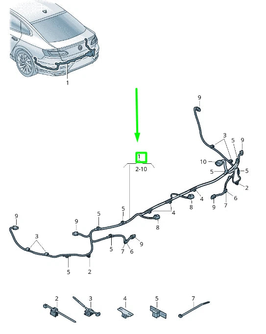 NEW VOLKSWAGEN ARTEON 3H7 REAR BUMPER CABLE HARNESS 3G8971104A