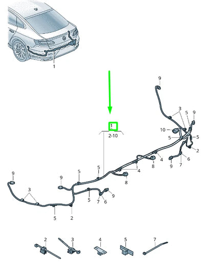 NEW VOLKSWAGEN ARTEON 3H7 REAR BUMPER CABLE HARNESS 3G8971104A