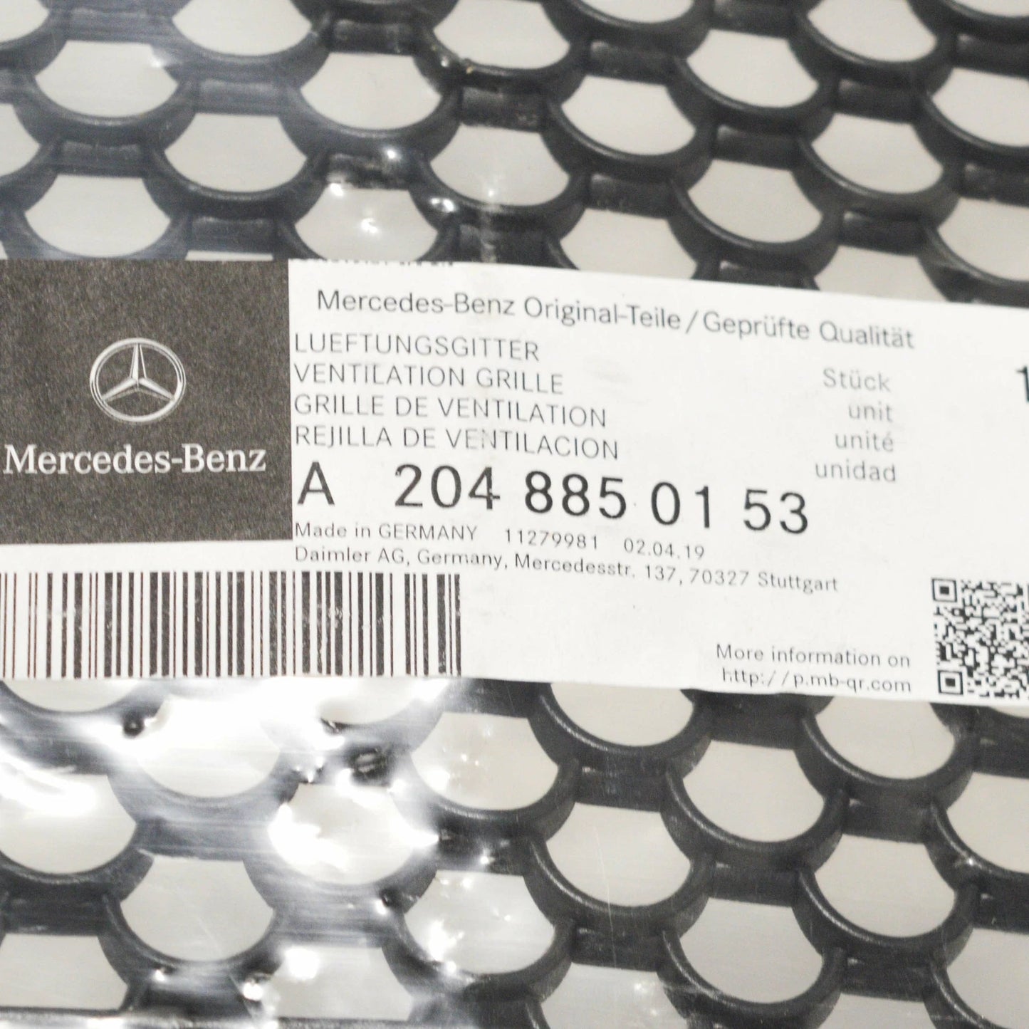 NEW MERCEDES BENZ C W204 S204 FRONT BUMPER LOWER GRILLE AMG A2048850153 ORIGINAL