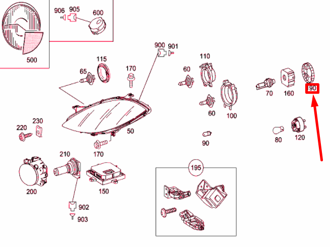 NEW MB A W169 FRONT LIGHTING CONTROL UNIT CLAMPING RING A2208260189 ORIGINAL