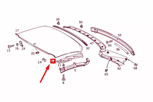 NEW MB SLK R170 VARIO ROOF FRONT CENTER LINING SUPPORT A1707950178 ORIGINAL