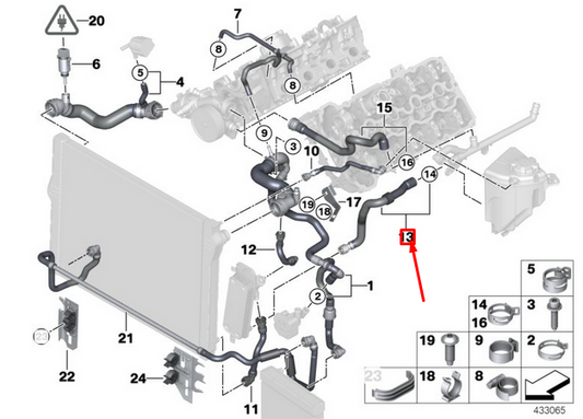 new bmw 7 f01 radiator coolant hose 17127575429 7575429 original