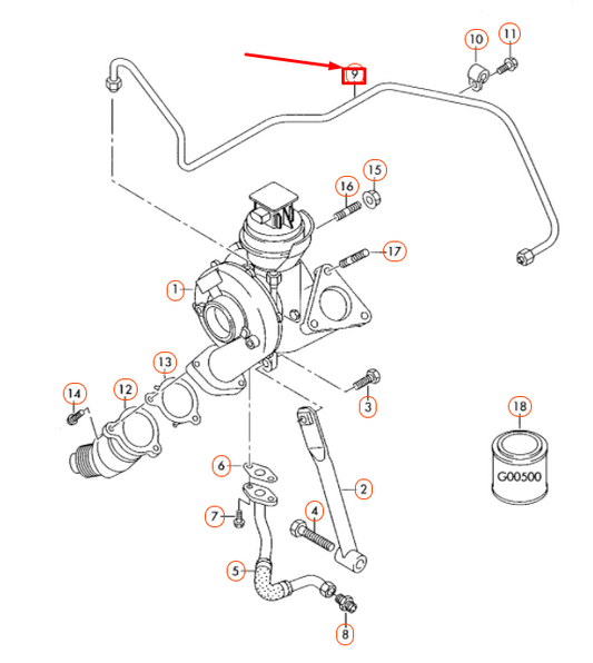 new audi a4 b8 turbo feed oil line 03l145771a original