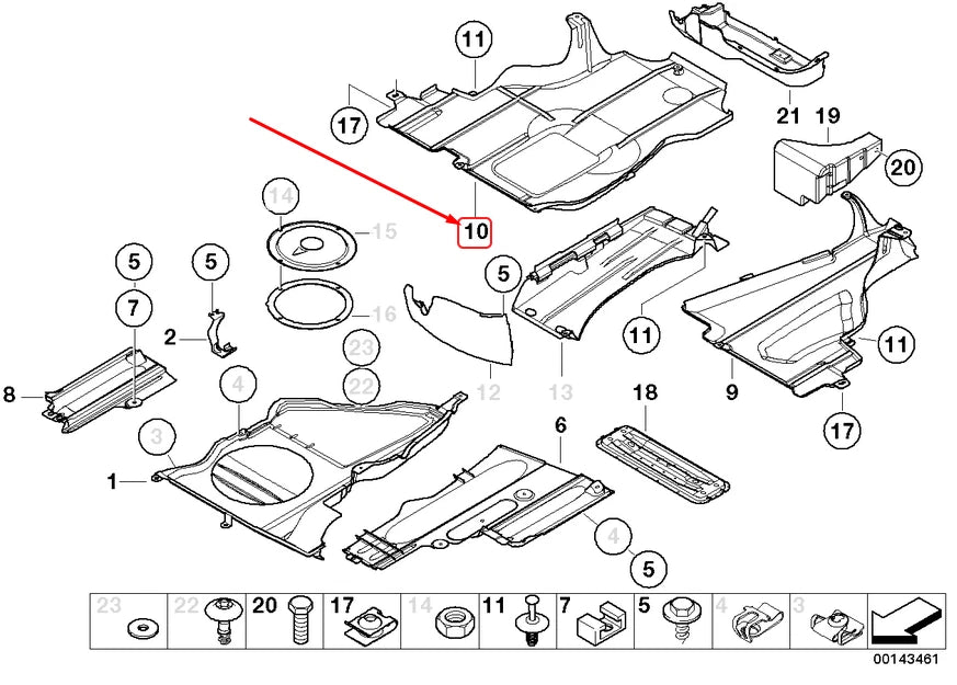 NEW BMW M3 COUPE E46 UNDERFLOOR RIGHT TRIM PANEL 51717892956 ORIGINAL