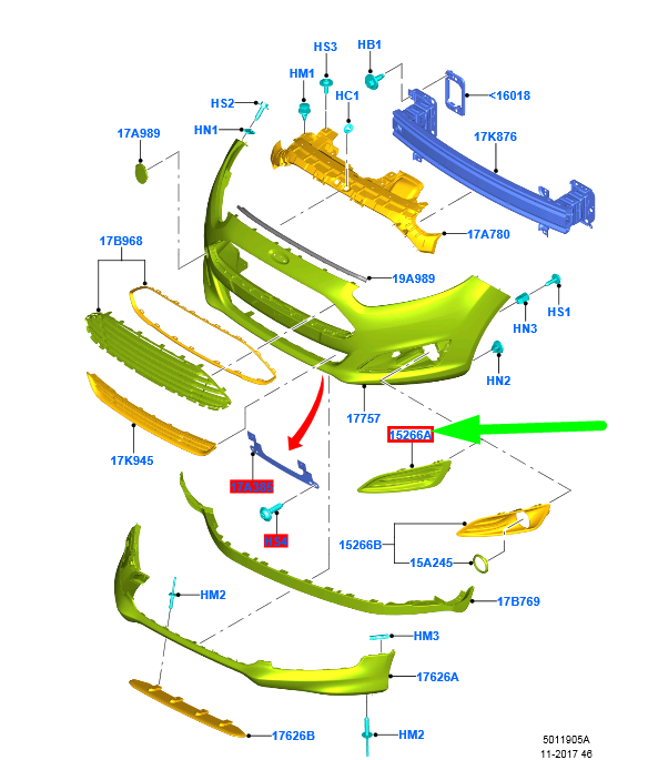 new ford fiesta mk6 wt front left bumper grille 1778253 original