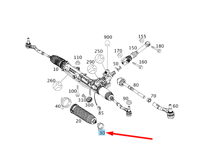new mercedes-benz c w204 steering gear outside clamp a0009955905 original