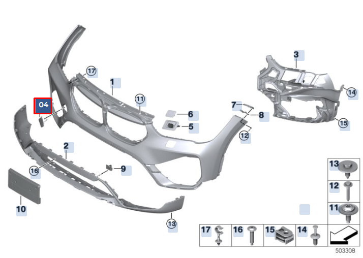 new bmw x1 f48 front bumper tow hook eye cover 51119451693 original