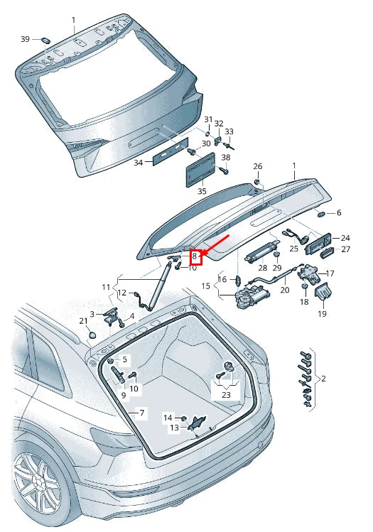 NEW AUDI E-TRON GEN REAR RIGHT LIFTGATE SUPPORT BRACKET 4KE827606