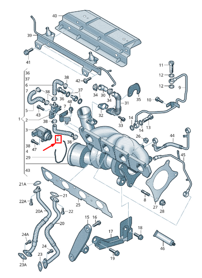 new vw golf vi 5k mk5 lower turbocharger hose 06f145718s original