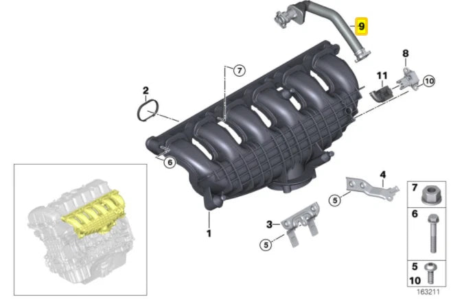 NEW BMW 1 3 5-SERIES Z4 N54 N54T ENGINE BLOW-BY VENT HOSE 7553949
