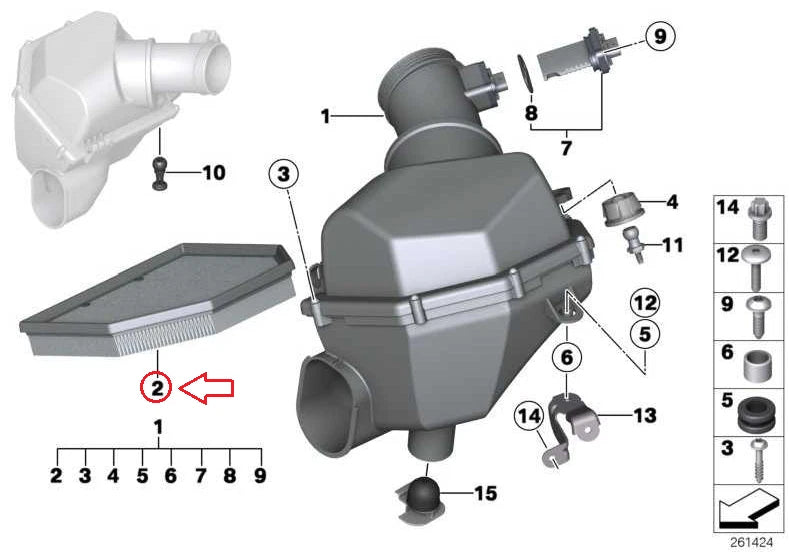 NEW BMW 5 F10 F80 F83 F82 F12 F13 F06 AIR FILTER ELEMENT 13727843284 ORIGINAL