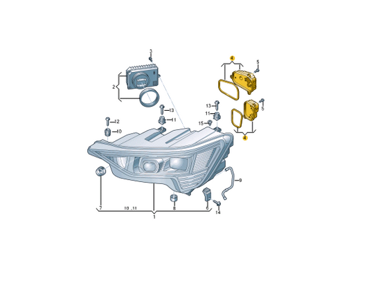 new audi e-tron s headlight led left control unit w heat sink 4ke998473a