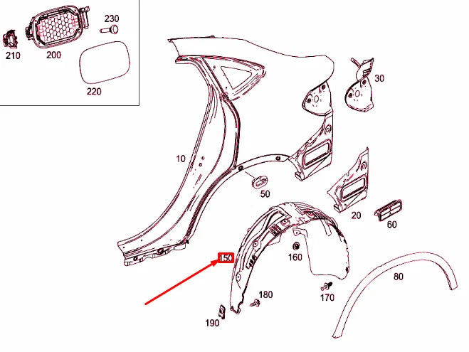 NEW MB GLC COUPE C253 REAR LEFT WHEEL HOUSING COVER A2536900530 ORIGINAL