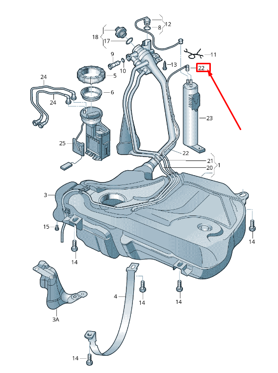 new audi a1 8x fuel tank breather line 6q0201997a original