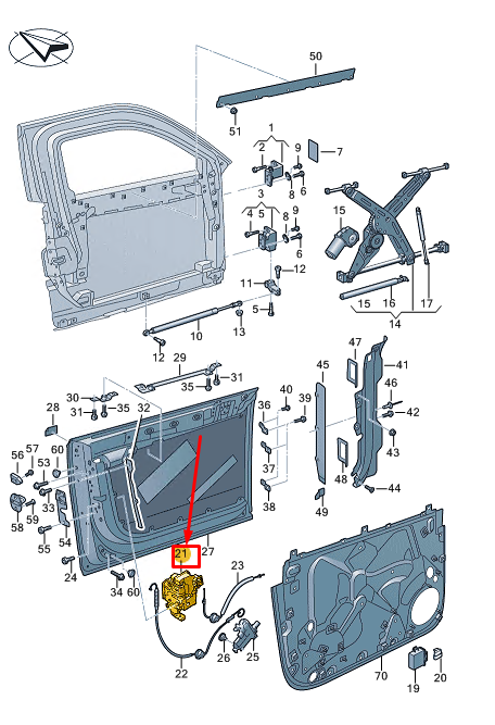 new audi a8 d5 front left door lock 4n6837015 original