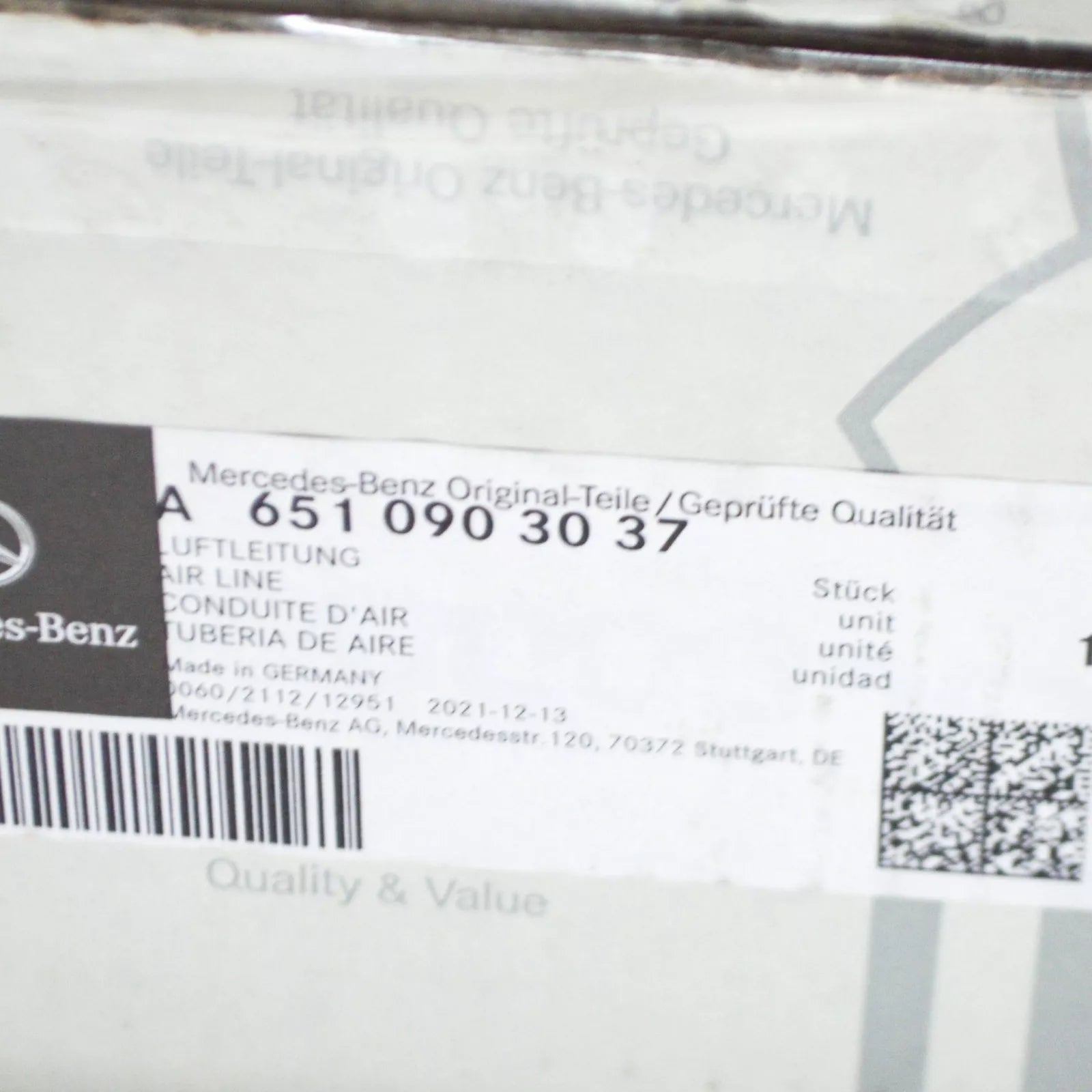 NEW MERCEDES-BENZ C W204 INTAKE MANIFOLD AIR LINE A6510903037