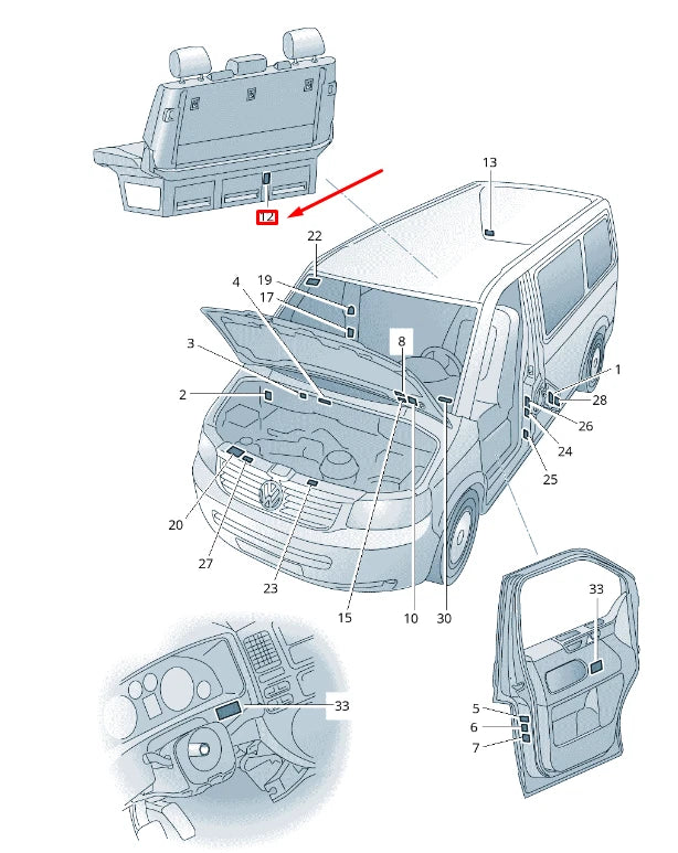 NEW VW TRANSPORTER VI T6 LIMITED LOAD HEIGHT NOTICE 7E0010014A