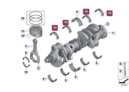 new bmw x6 g06 crankshaft bearings main 11217933647 original