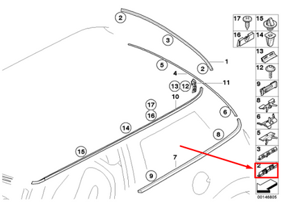 new mini cooper r50,s r53 rear left trim strip clip bracket 51317051525 original