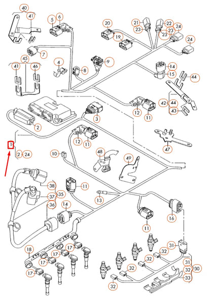 NEW VOLKSWAGEN PASSAT B6 ENGINE WIRING HARNESS 06J971604B ORIGINAL