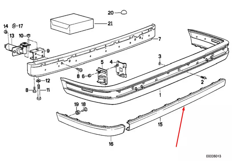 NEW BMW 3 E30 REAR BUMPER CENTER MOLDING TRIM 51121945926 1945926 1990 ORIGINAL