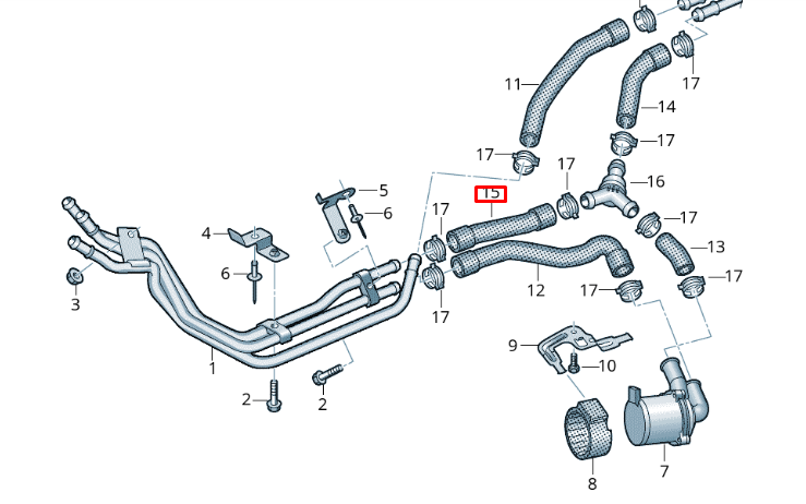 new volkswagen transporter t6 coolant hose coolant hoses 7la819316a original
