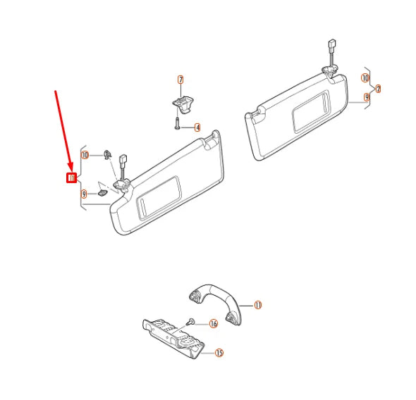 NEW VOLKSWAGEN JETTA A6 LEFT SIDE SUN VISOR 5C6857551AA2F4 ORIGINAL