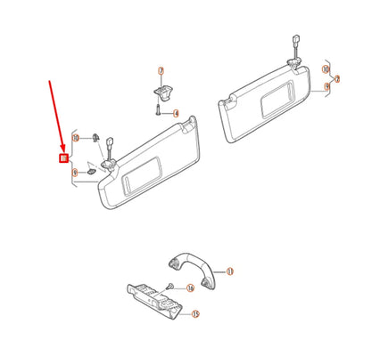 NEW VOLKSWAGEN JETTA A6 LEFT SIDE SUN VISOR 5C6857551AA2F4 ORIGINAL