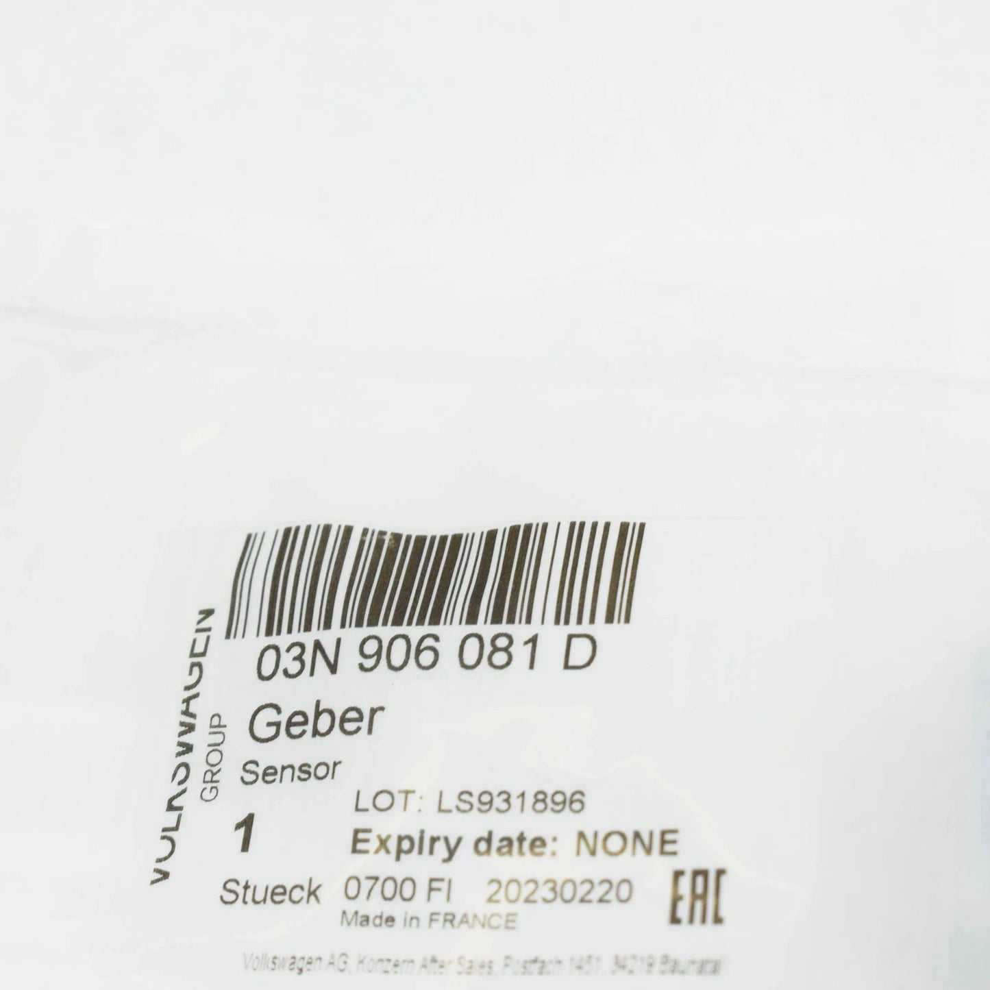 NEW VW TRANSPORTER T6 CHARGE AIR TEMPERATURE SENSOR 03N906081D ORIGINAL