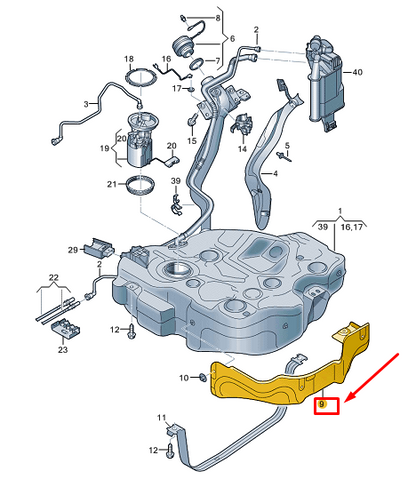 new vw golf cd mk8 fuel tank heat shield 5q0201307r original