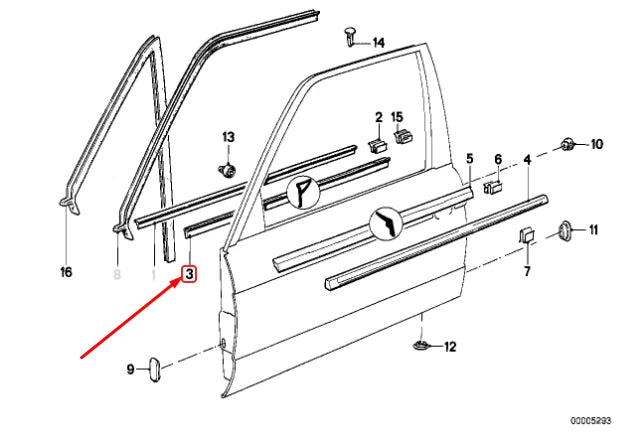 NEW BMW 3 CABRIO E30 FRONT RIGHT DOOR INNER WEATHERSTRIP 51211942822 ORIGINAL