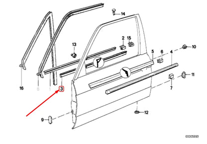 NEW BMW 3 CABRIO E30 FRONT RIGHT DOOR INNER WEATHERSTRIP 51211942822 ORIGINAL