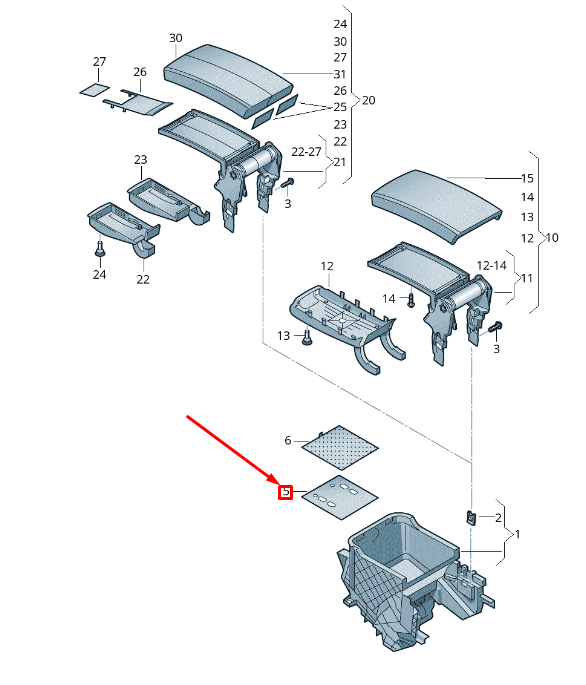 new vw touareg 7p mk2 console armrest cover 7p6862084 original