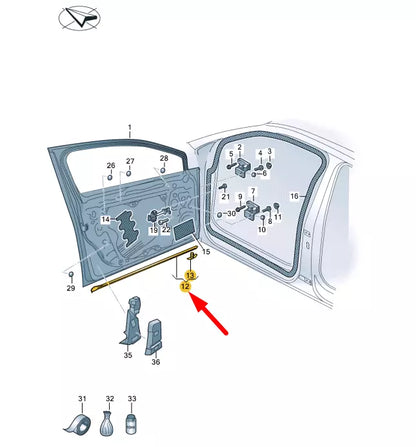 NEW VW GOLF MK8 FRONT RIGHT DOOR LOWER SEAL 5H4837652A9B9 ORIGINAL