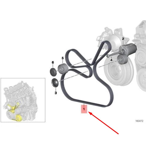 NEW BMW 1 E81 V RIBBED BELT 6 DPK X 1817 11288574958 8574958 ORIGINAL