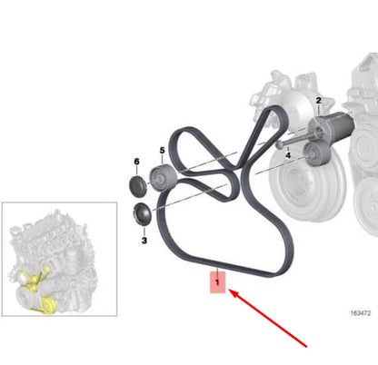 NEW BMW 1 E81 V RIBBED BELT 6 DPK X 1817 11288574958 8574958 ORIGINAL