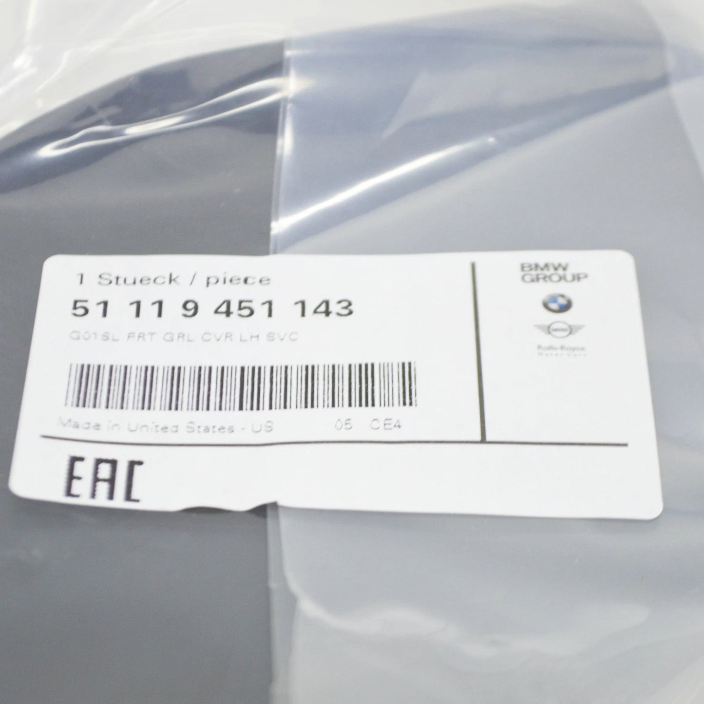 NEW BMW X3 G01 FRONT LEFT LOWER AIR INLET FINISHER 51119451143 ORIGINAL