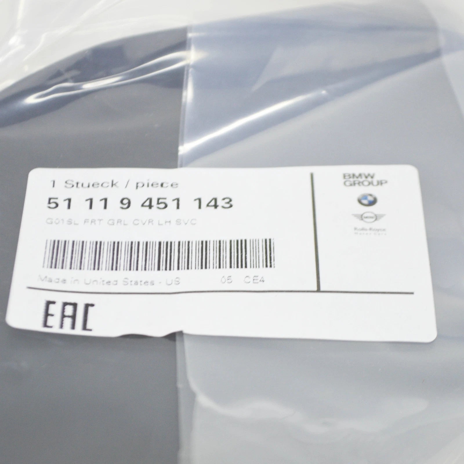 NEW BMW X3 G01 FRONT LEFT LOWER AIR INLET FINISHER 51119451143 ORIGINAL