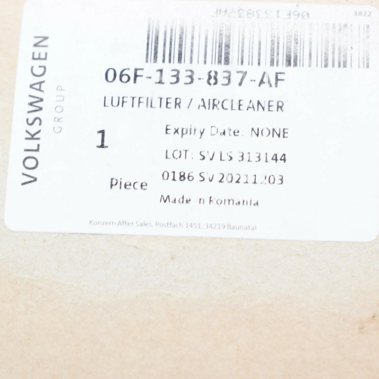 NEW AUDI A3 SPORTBACK 8P ENGINE COVER 06F133837AF ORIGINAL