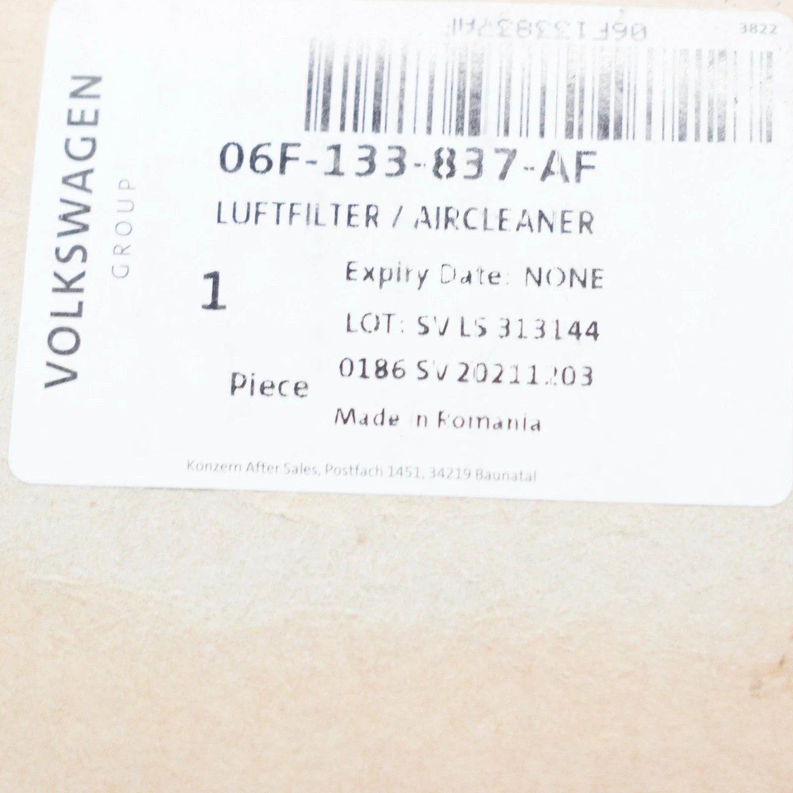 NEW AUDI A3 SPORTBACK 8P ENGINE COVER 06F133837AF ORIGINAL