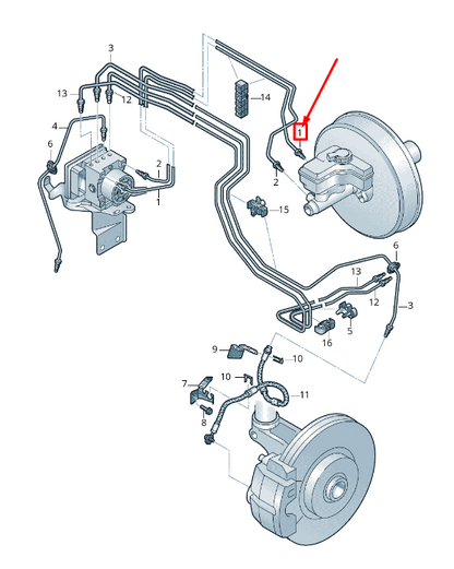 new vw t-cross c1 brake pipe from brake cylinder to hydraulic 2q1614739d