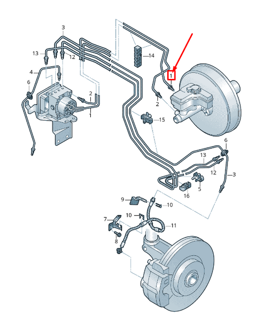 new vw t-cross c1 brake pipe from brake cylinder to hydraulic 2q1614739d